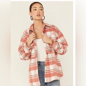 Saints & Hearts plaid oversized Shacket